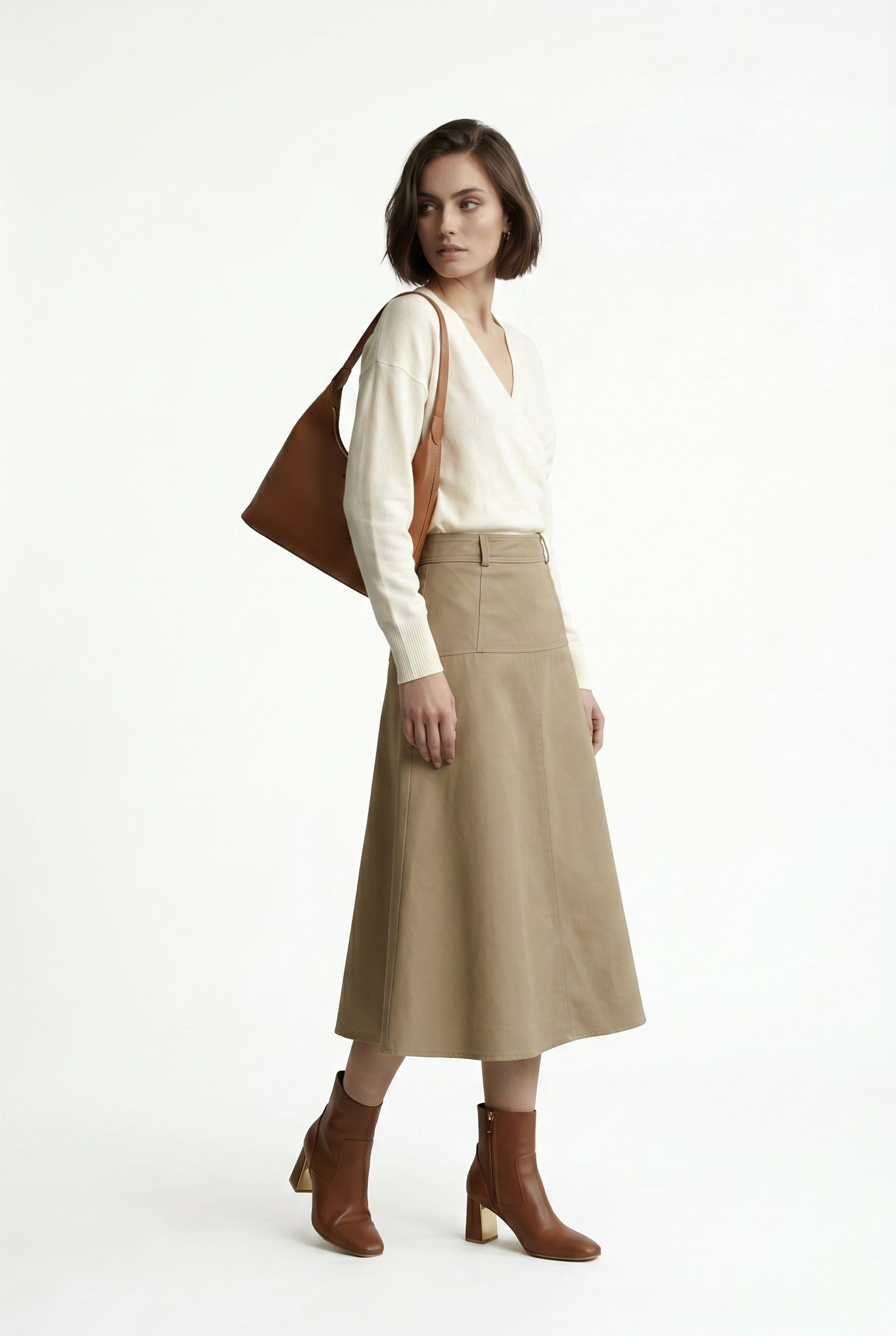 Cardigan Wrap de Punto Fino en Off-White