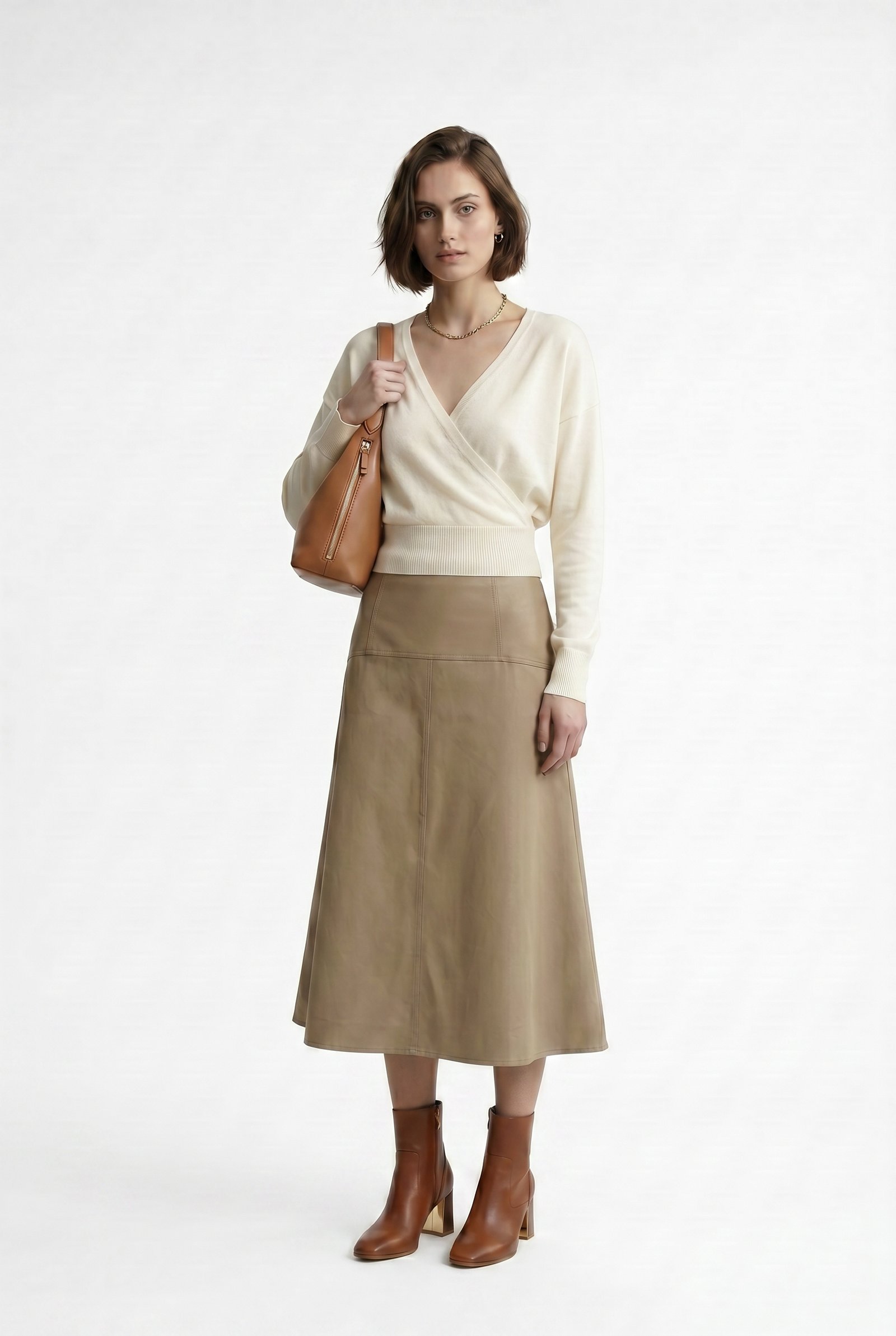 Cardigan Wrap de Punto Fino en Off-White - Imagen 4