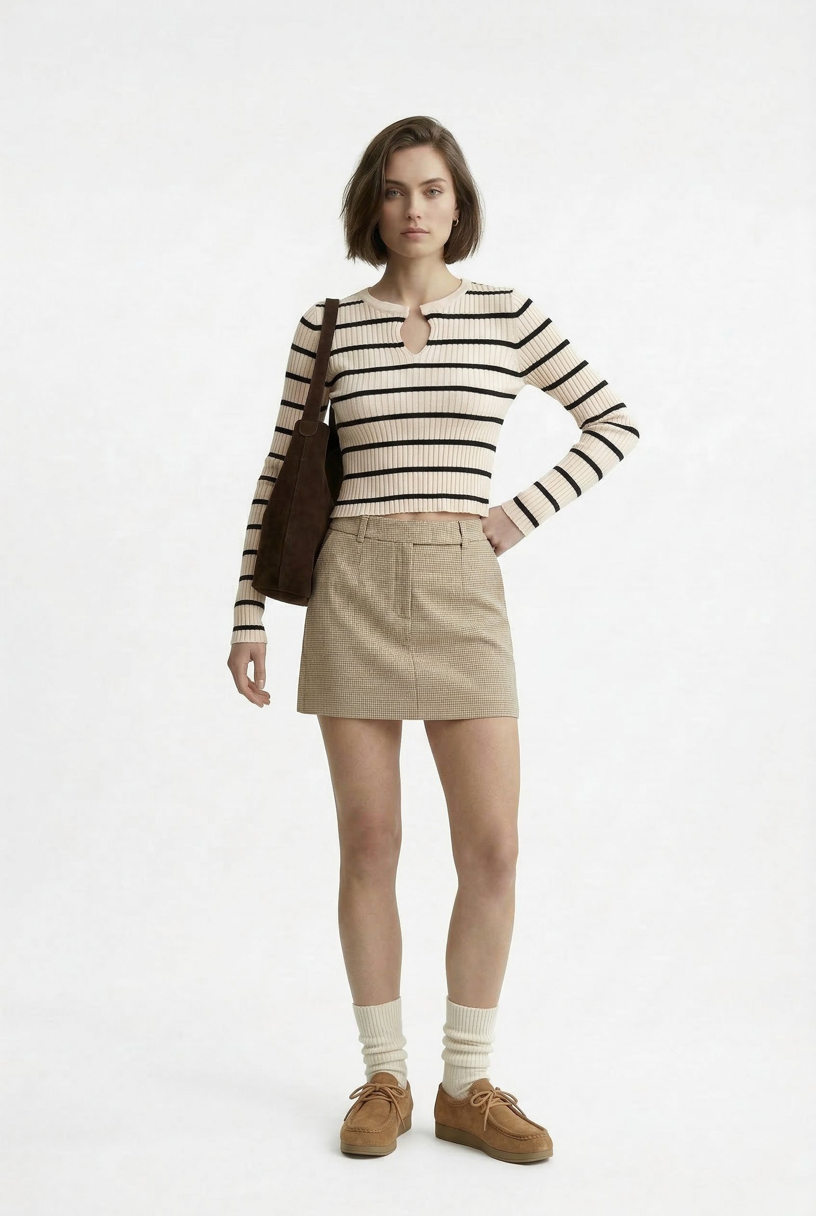 Top de Morley a Rayas "Nude & Black" | Detalle Cut-Out en Escote - Imagen 5