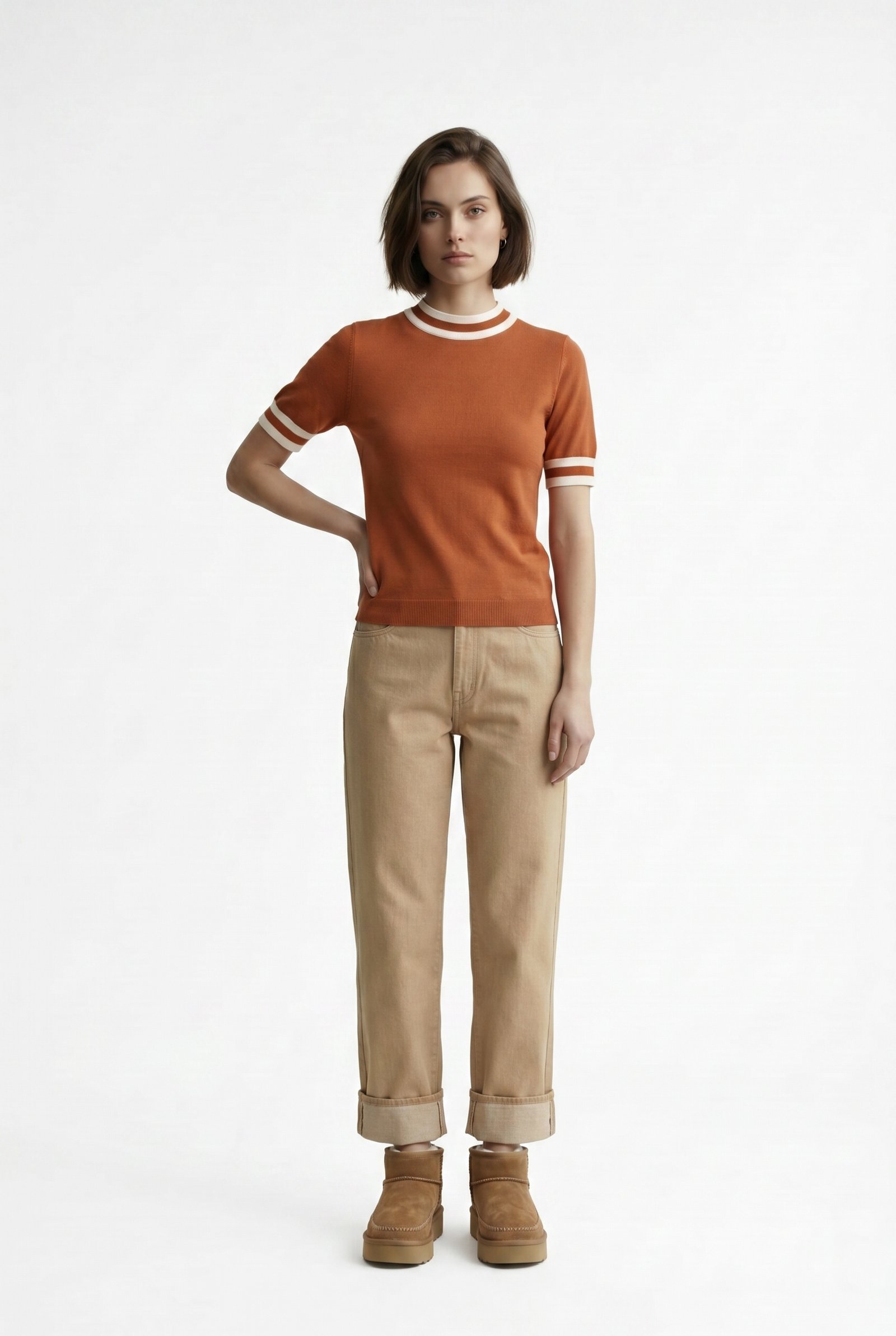 Sweater de Punto "Retro-Ringer" – Terracota - Imagen 3