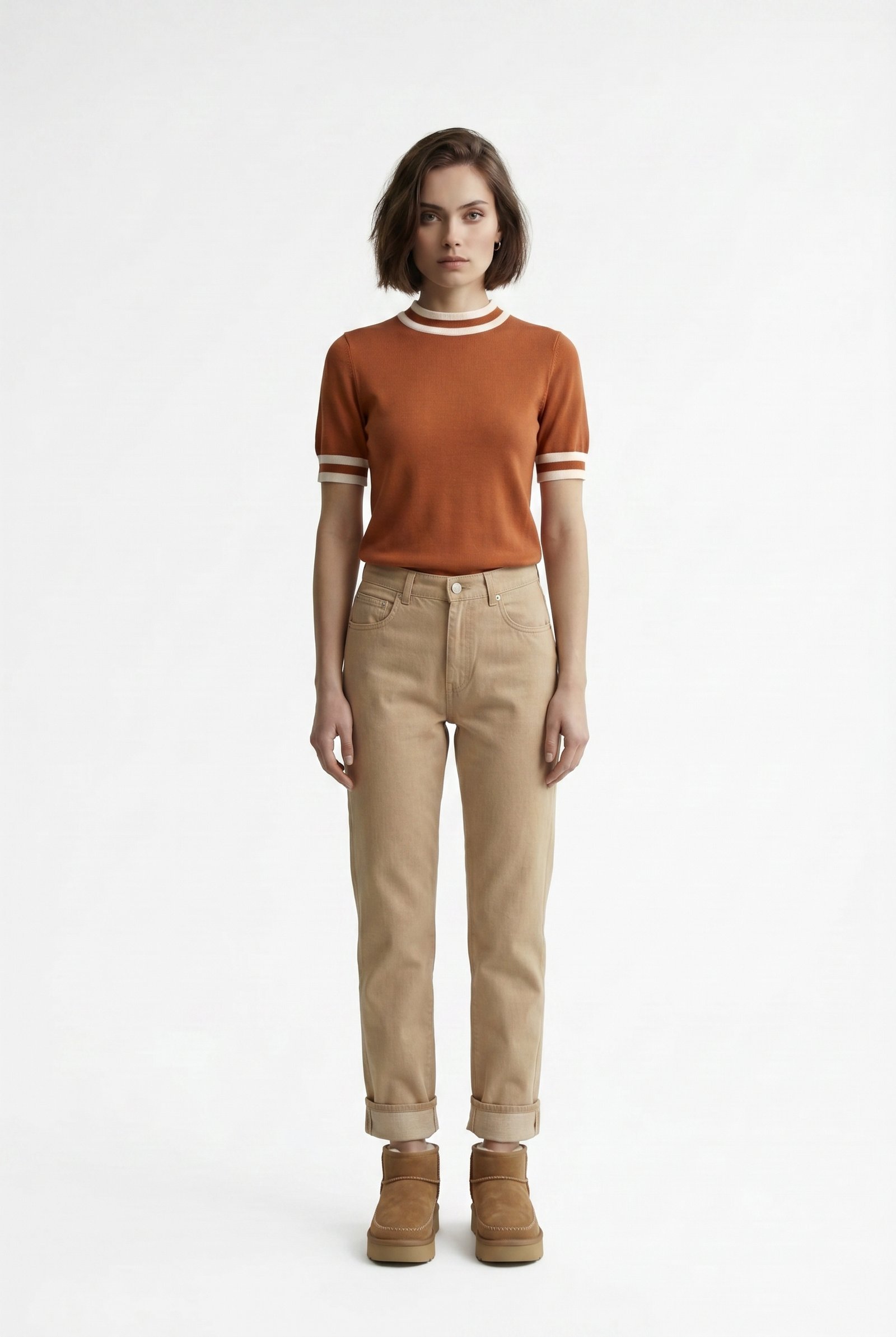 Sweater de Punto "Retro-Ringer" – Terracota