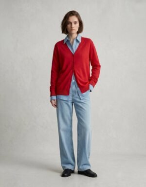 Cárdigan Rojo Intenso – Esencial Contemporáneo