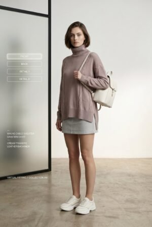 Suéter Polera Oversize "Mauve" | Detalle de Punto Trenzado