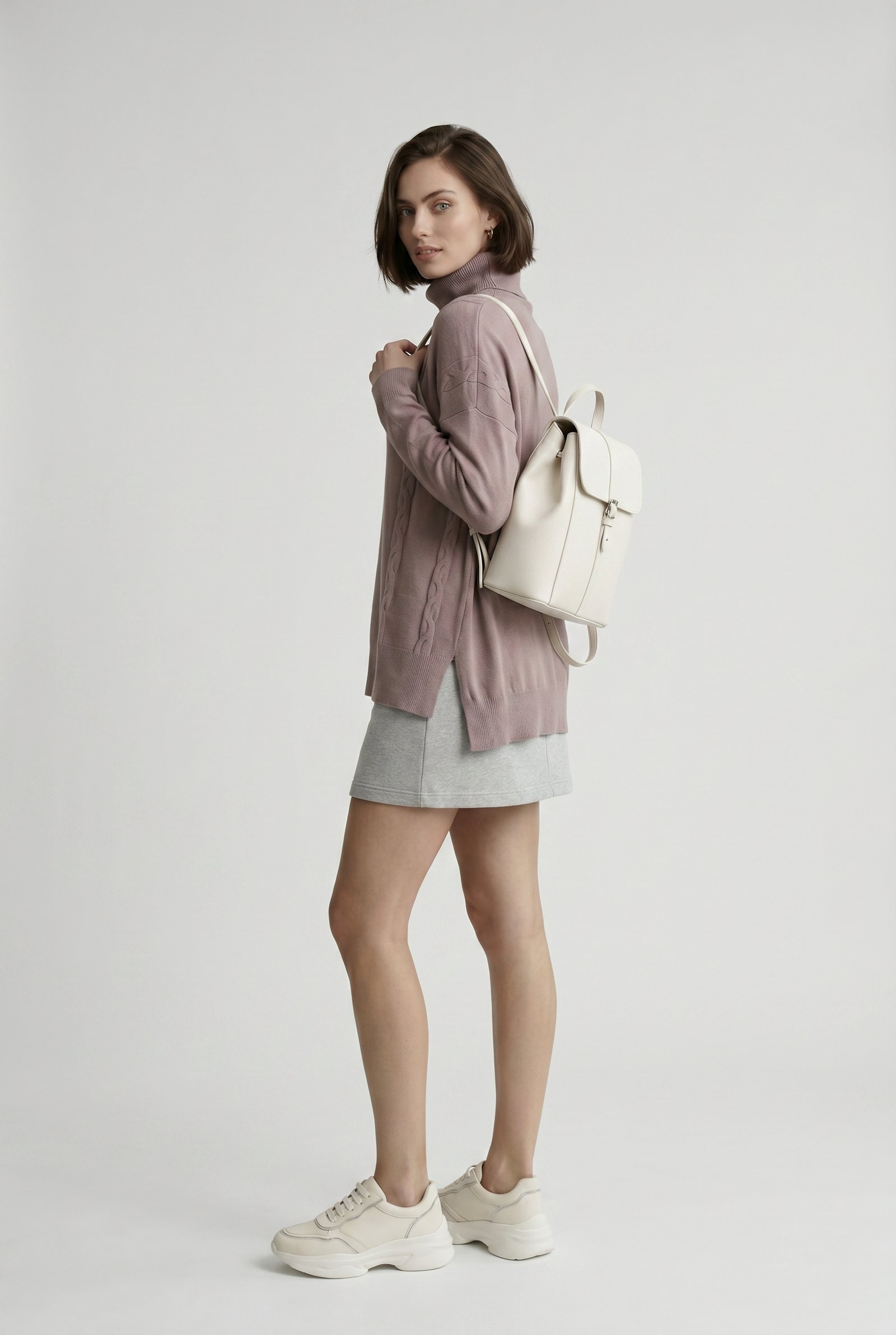 Suéter Polera Oversize "Mauve" | Detalle de Punto Trenzado - Imagen 2